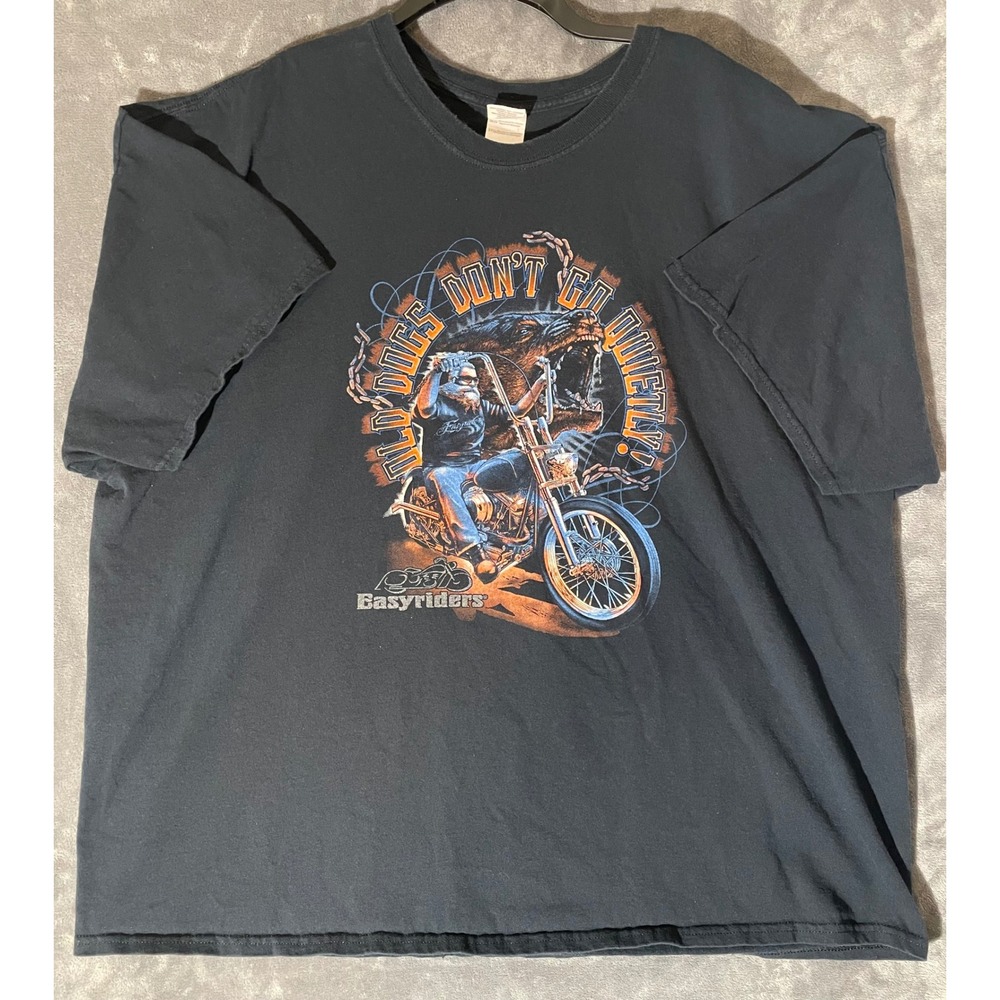 Easyriders Old Dogs Don't Go Quietly Biker T-Shirt BS Unlimited OKC Black 3XL